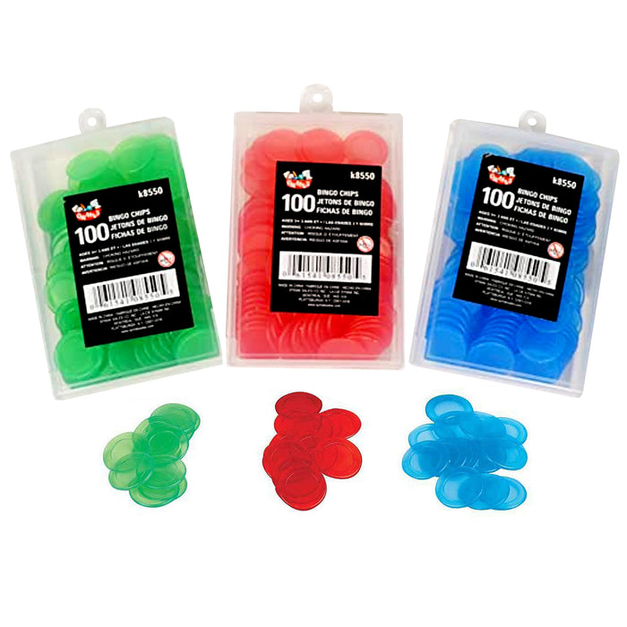 NEW 300 Professional 3/4 inch Bingo Game Chips 100 each of 3 colors