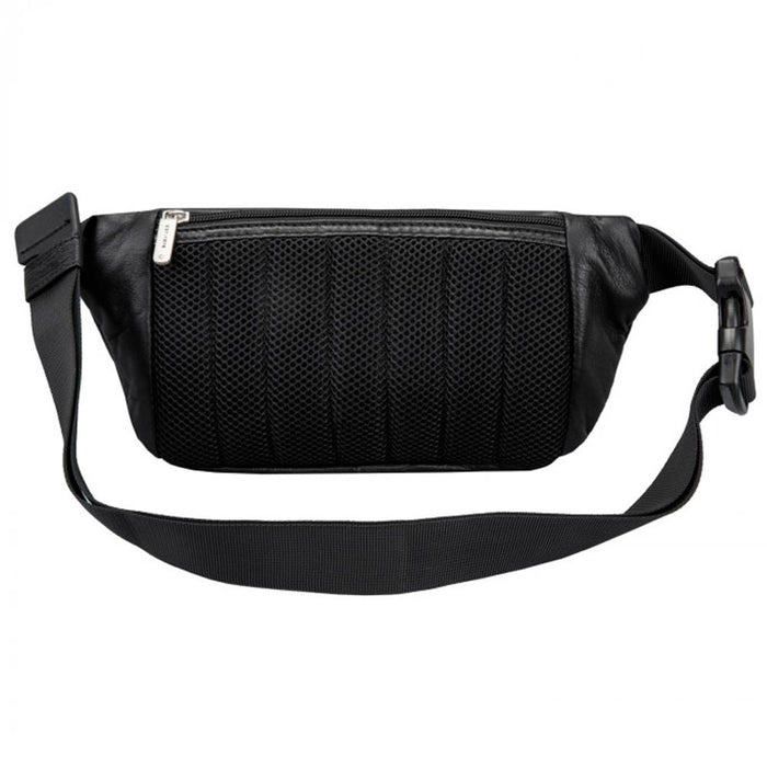 Travelon Leather Waist Fanny Pack Travel RFID Blocking Pouch Belt Bag Black New