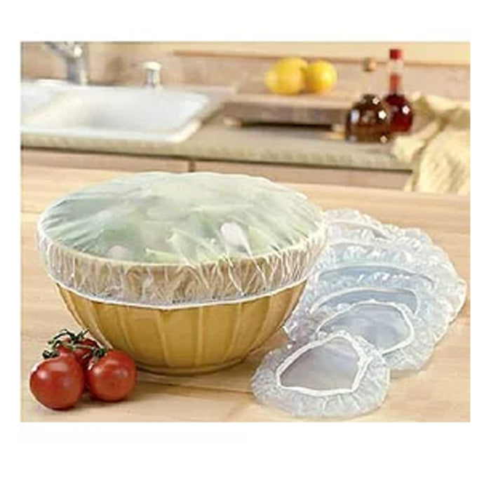 60 Piece Clear Elastic Wrap Bowl Covers Food Storage Caps Dish Plate Stretch Lid