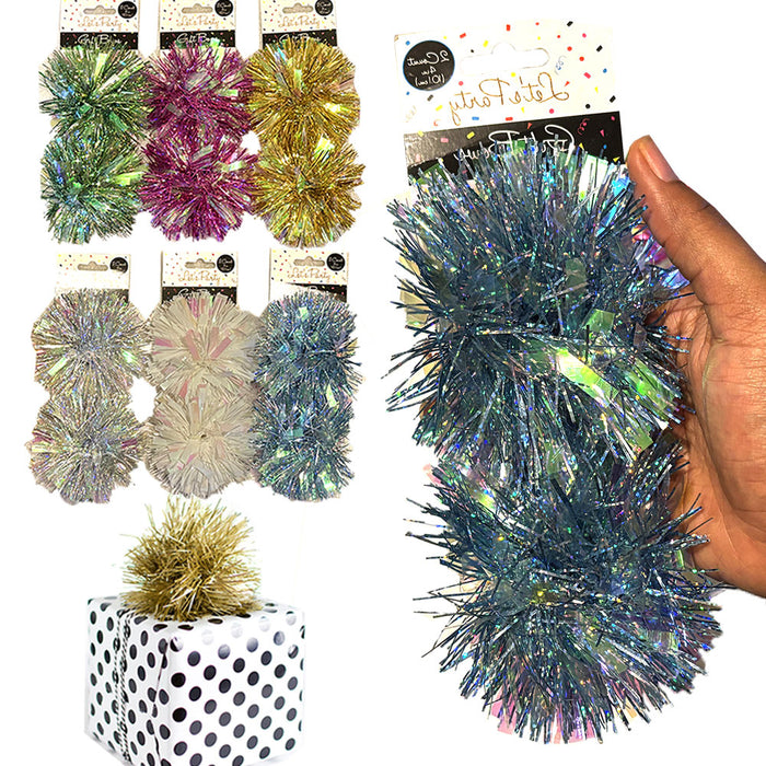 6 Pks Gift Bow Assortment Present Peel Stick Pom Pom Christmas Ribbon Party 12ct