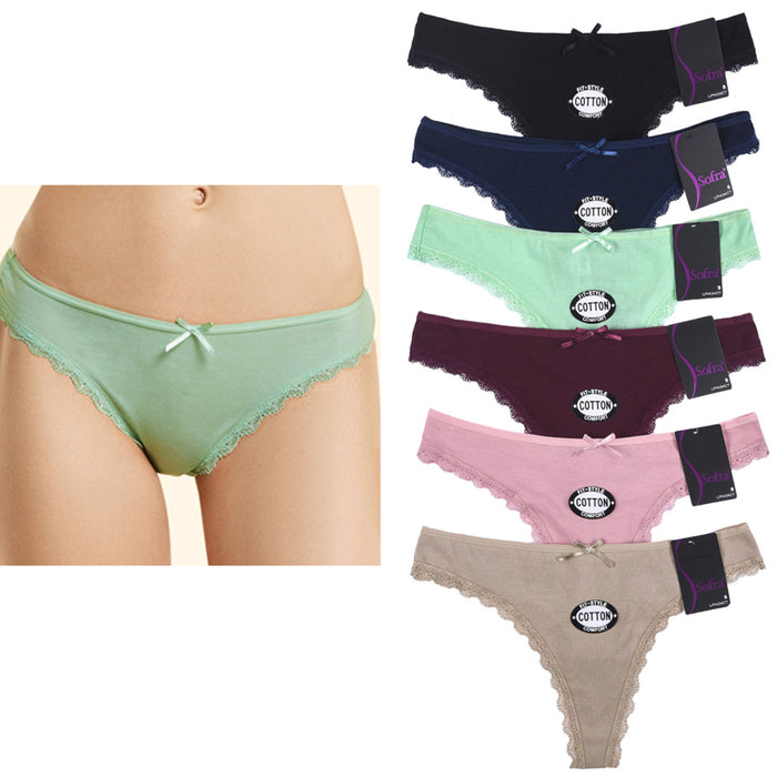 12 Womens Lace Thong Plain Flower Floral Cotton Panty Underwear Panties Large