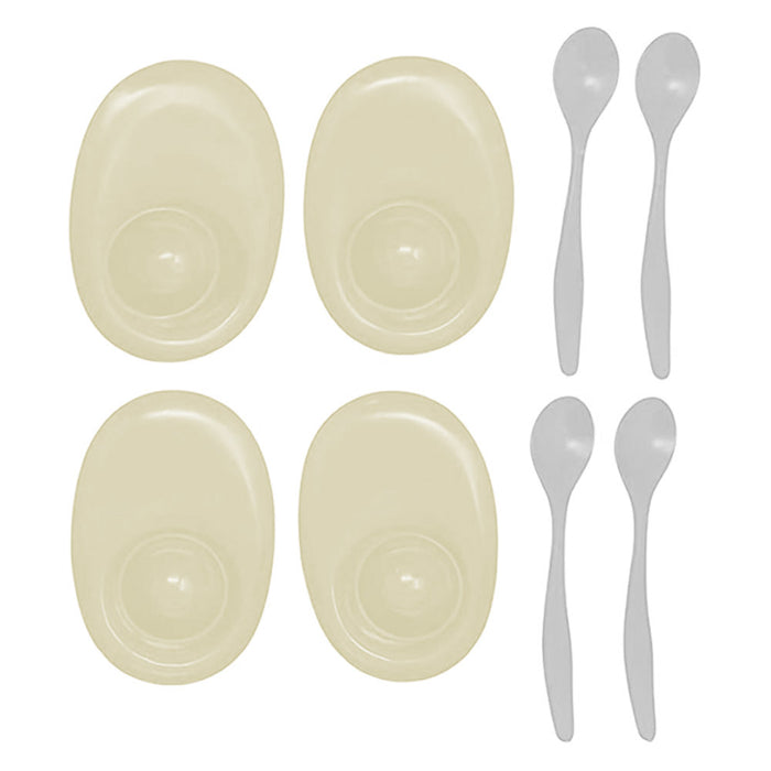 16 Pc Egg Cups w/ Spoons Set Poached Hard Boiled Bowl Saucer Appetizer Dip Plate