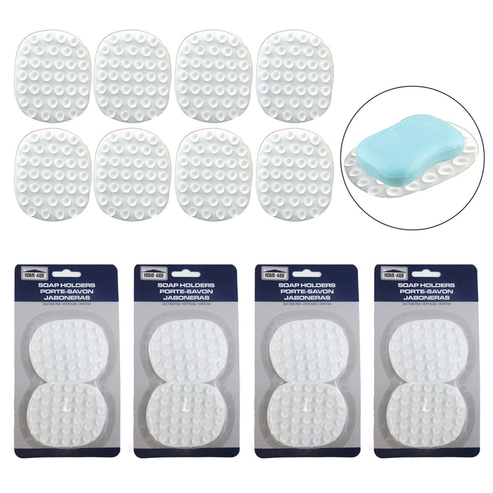 8 Pc Suction Tray Soap Bar Dish Saver Holder Pads Bath Tub Bathroom Kitchen Sink
