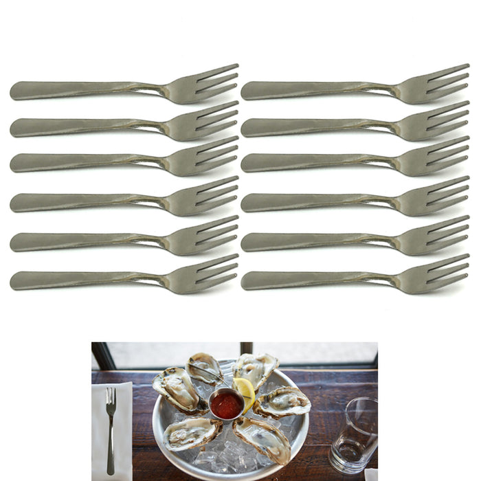 Set 12 Stainless Steel Cocktail Oyster Fork Dessert Appetizer Small 5 5/8" Fruit