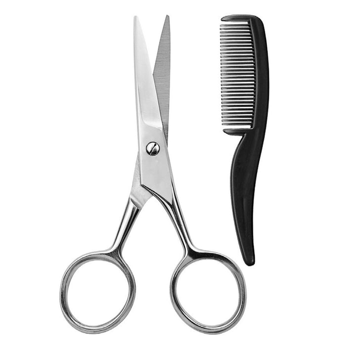4 Pc Mustache Beard Kit for Men Grooming Facial Hair Care Comb Scissors Shears