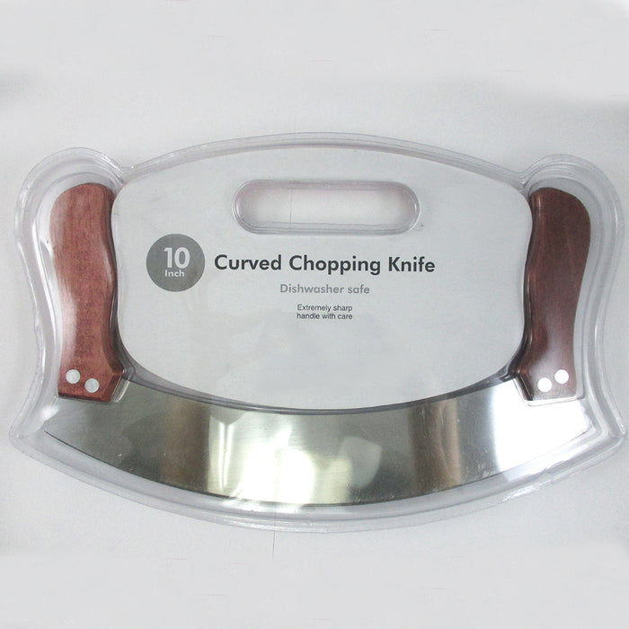Mezzaluna Rocking Vegetable Chopper Mincing Curved Kife 10" Stainless Steel New