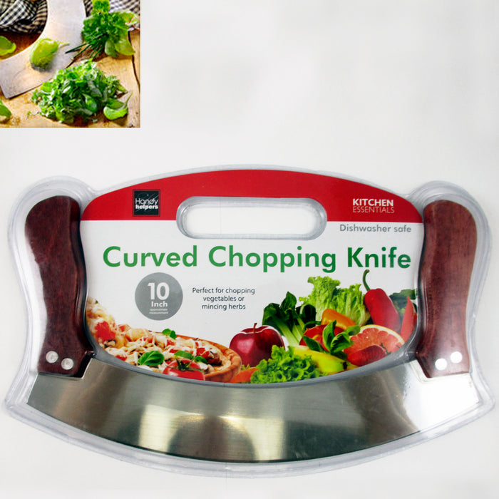 Mezzaluna Rocking Vegetable Chopper Mincing Curved Kife 10" Stainless Steel New