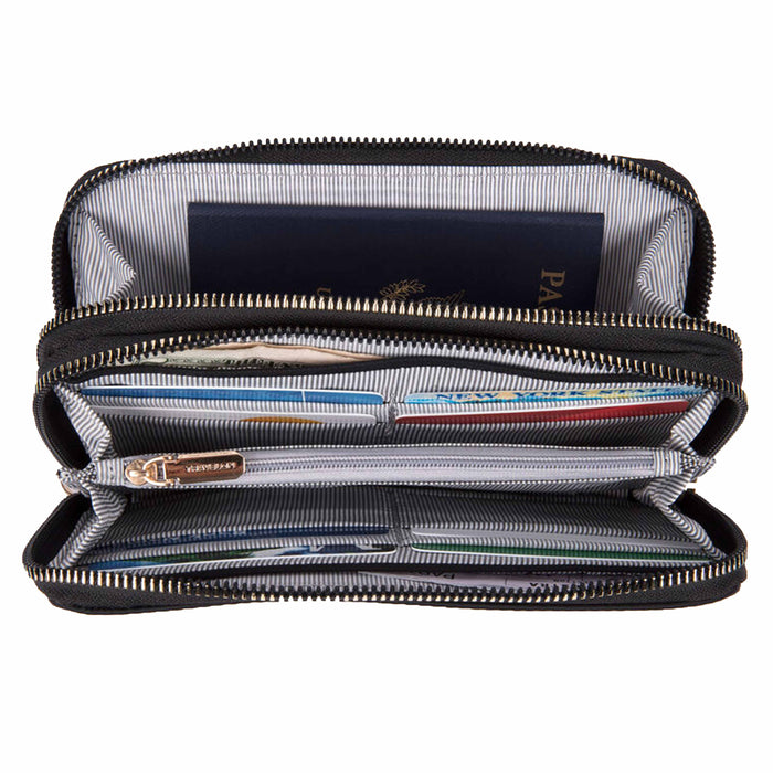 2 Women's RFID Blocking Double Zip Wrist Wallet Nylon Holder Card Pouch Travelon