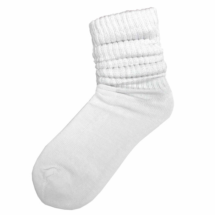 6 Pairs Scrunchie Slouch Socks Cotton Plush Soft Thick Junior Girls 6-8 White