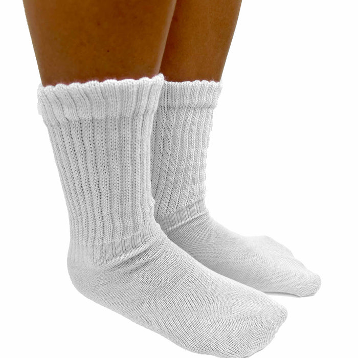 4 Pairs Girls White Slouch Socks Scrunchie Cotton Plush Soft Thick Junior 6-8