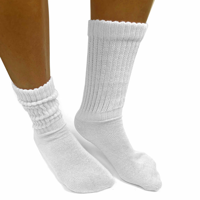 4 Pairs Girls White Slouch Socks Scrunchie Cotton Plush Soft Thick Junior 6-8