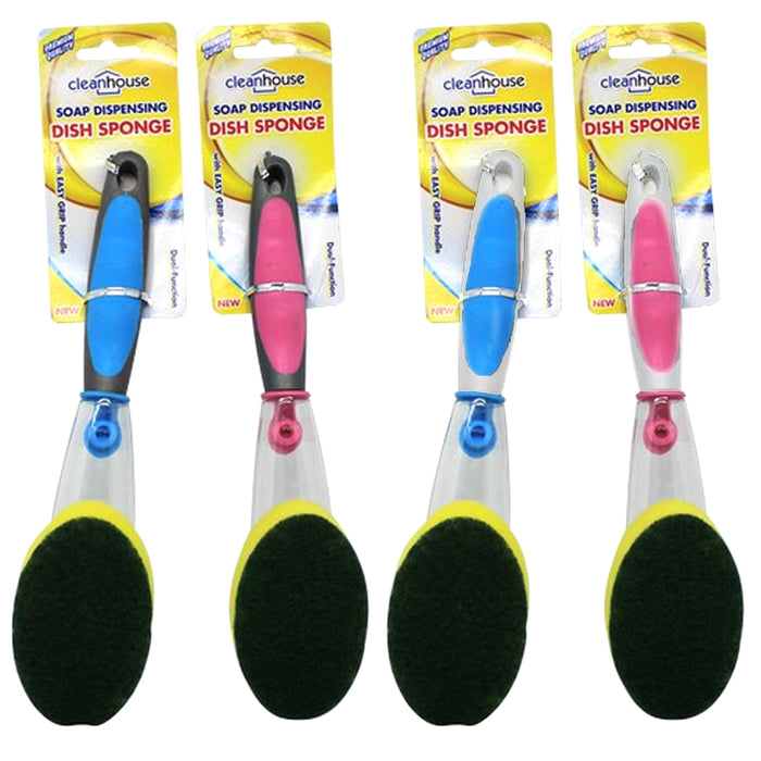 2 Sets Soap Dispenser Scrubber Dish Wand Brush Scrub Refill Wash Pot Pan Kitchen