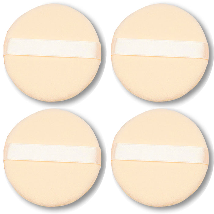 4 Pc Powder Puff Large 3 Inch Velour Body Makeup Satin Ribbon Foundation Blender