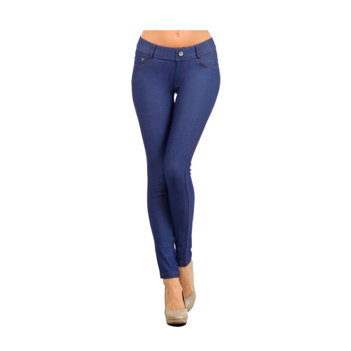 Women’s Blue Jeggings Size Small Denim Look Stretch Skinny High Waist Leggings