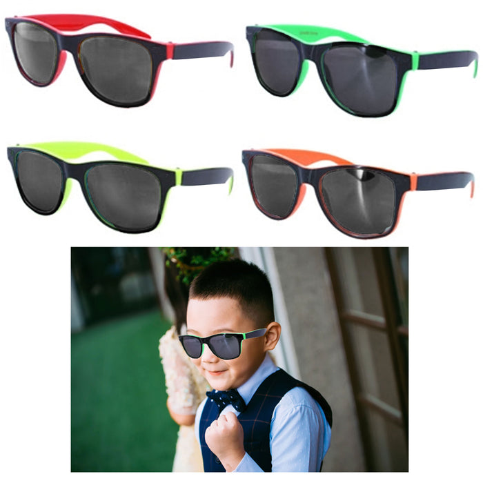 1 Pair Kids Sunglasses Neon Reflective Baby Toddler Boys Girls Square Frame Safe