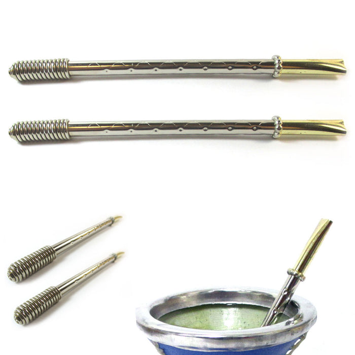 2 Stainless Steel Bombilla Straw Dependable Yerba Mate Tea Gourd  Drinking Hot