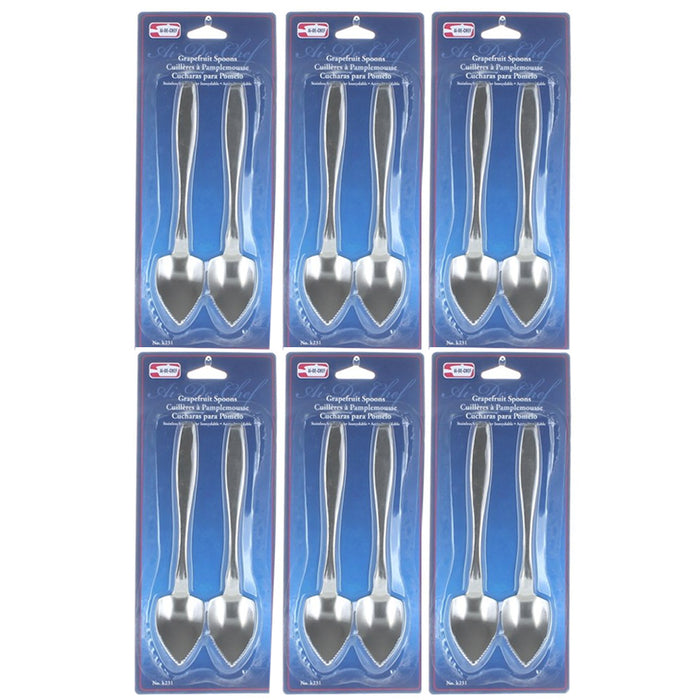 12 Pc Grapefruit Spoon Set Steel Serated Edge Flatware Heavy Duty Cirtus Fruit