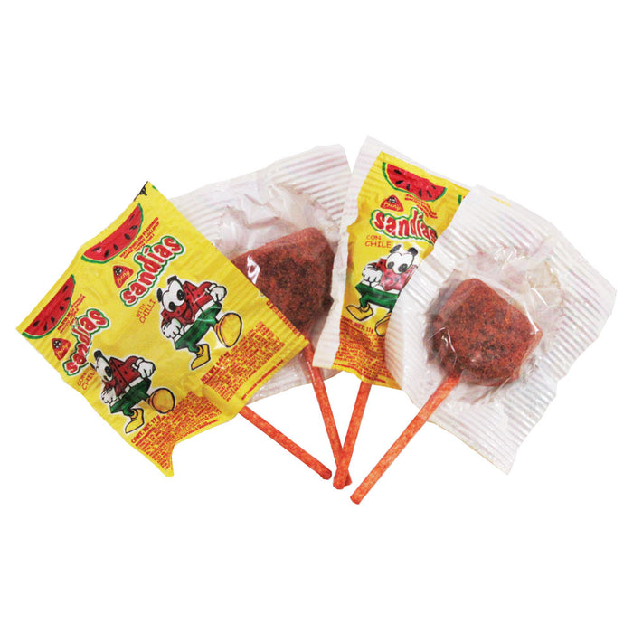 2 Bags Watermelon Paletas Chile Covered Lollipop Sandia Chili Mexican Hard Candy