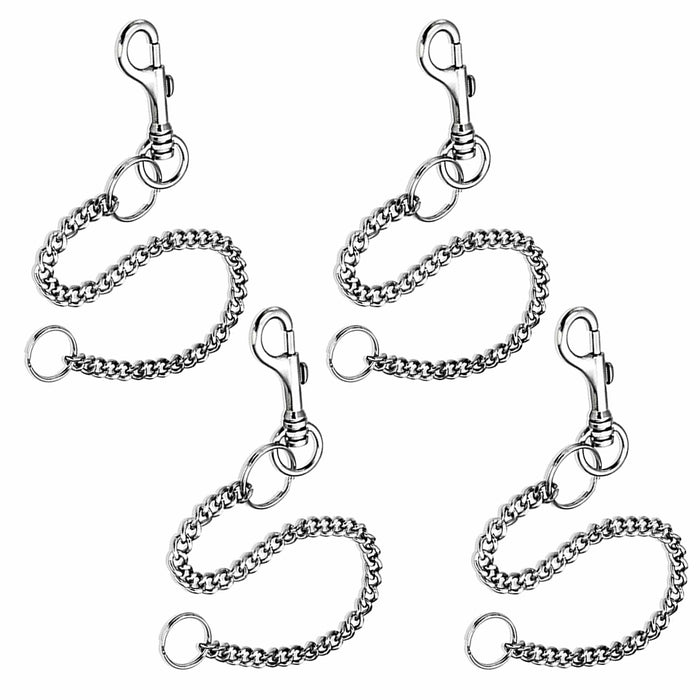 4 Pc Metal Chain Hook Key Rings 12"L Keychain Snap Swivel Lobster Claw Clasps