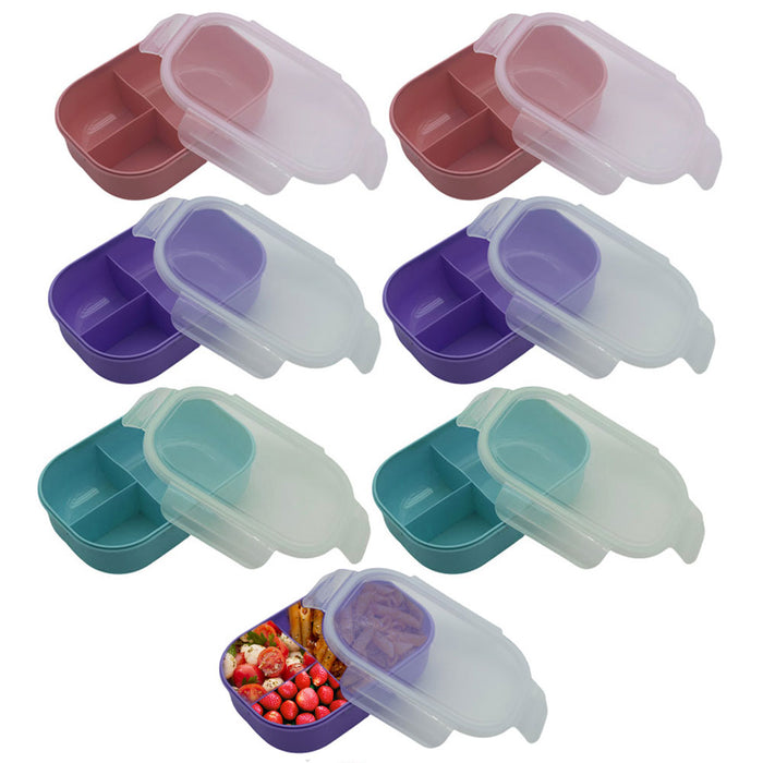 6 Pk 34oz 3 Compartment Meal Prep Containers with Lids Food Storage Airtight