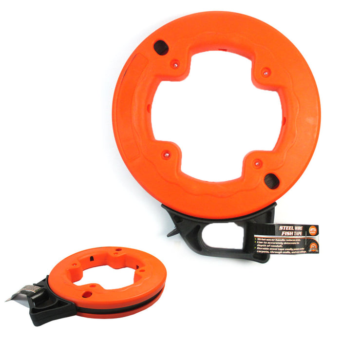 25 Ft Steel Fish Tape Electrical Puller Line Wire Wall Cable Equipment Tool Home