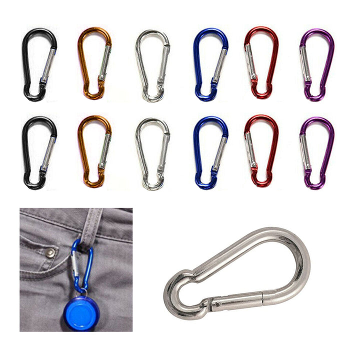 12 Pc Mini Metal Carabiner Clips Camp Hiking Snap Hook On Attach Lock Keychain