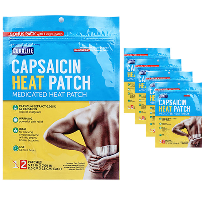 4x Capsaicin Heat Patches Topical Analgesic Medicated Back Arthritis Pain Relief