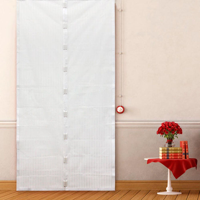 White Magnetic Mesh Screen Door Hands Free Self Closing Bug Guard 18 Magnets