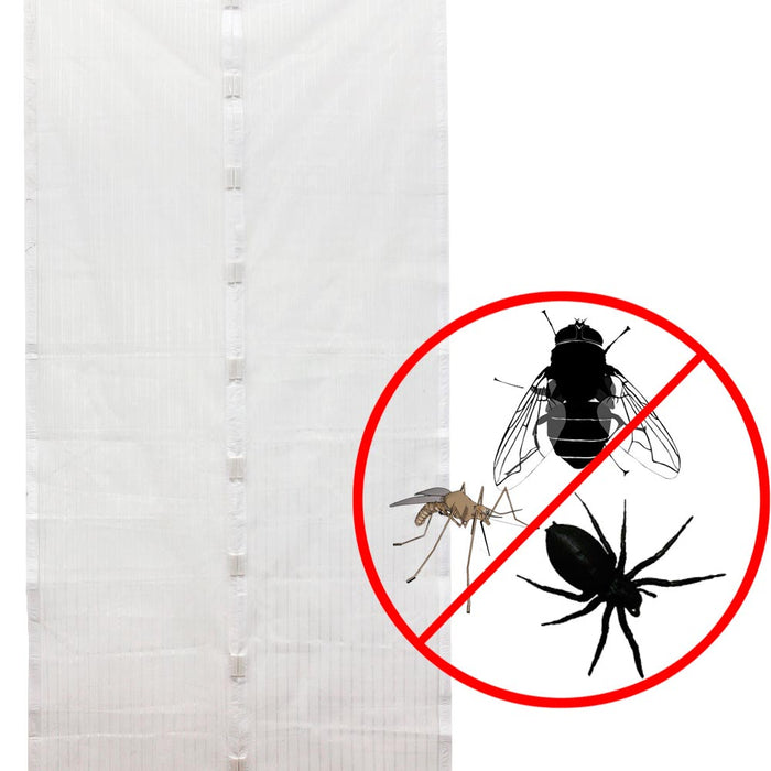 White Magnetic Mesh Screen Door Hands Free Self Closing Bug Guard 18 Magnets