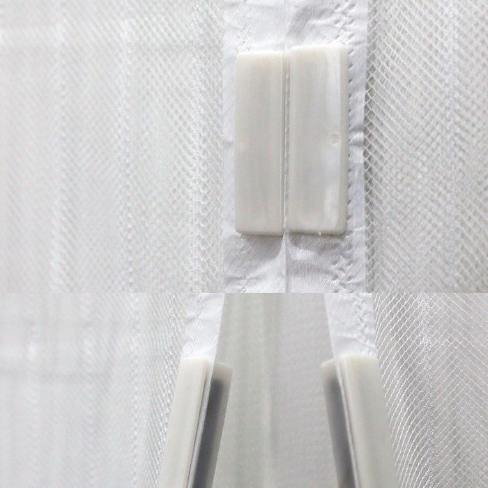 White Magnetic Mesh Screen Door Hands Free Self Closing Bug Guard 18 Magnets