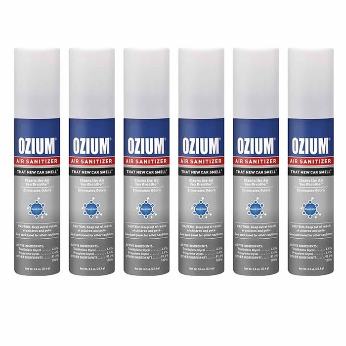 6 Pc Ozium Air Sanitizer Odor Eliminator Spray New Car Scent Pocket Size 0.08oz