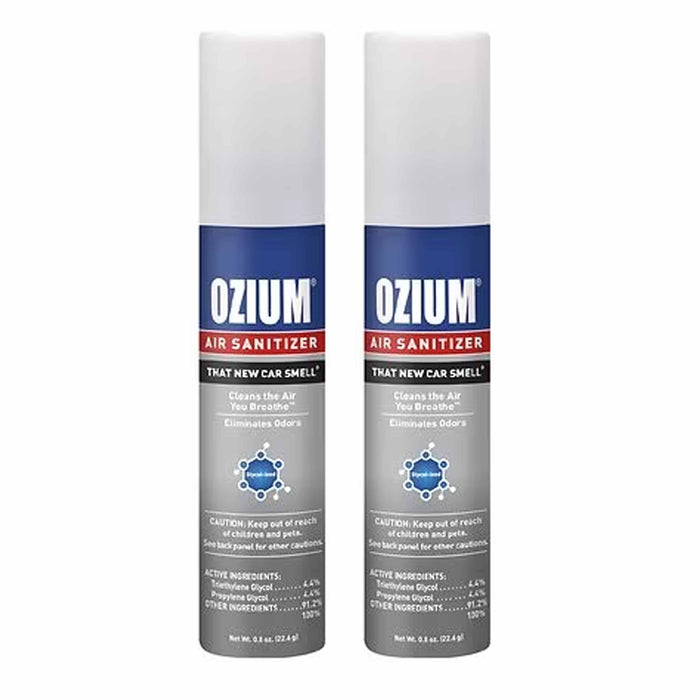 2 Pc Ozium Air Sanitizer New Car Scent Odor Eliminator Portable Freshener 0.08oz