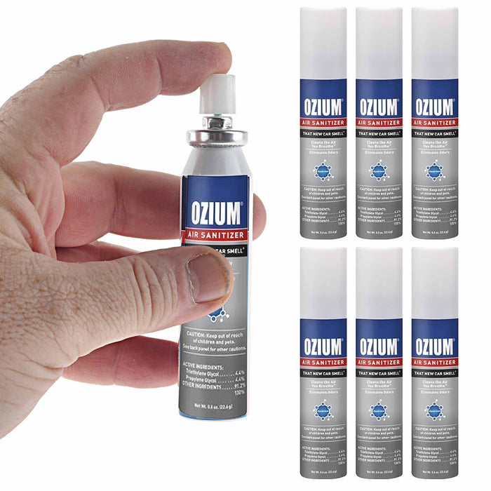 6 Pc Ozium Air Sanitizer Odor Eliminator Spray New Car Scent Pocket Size 0.08oz