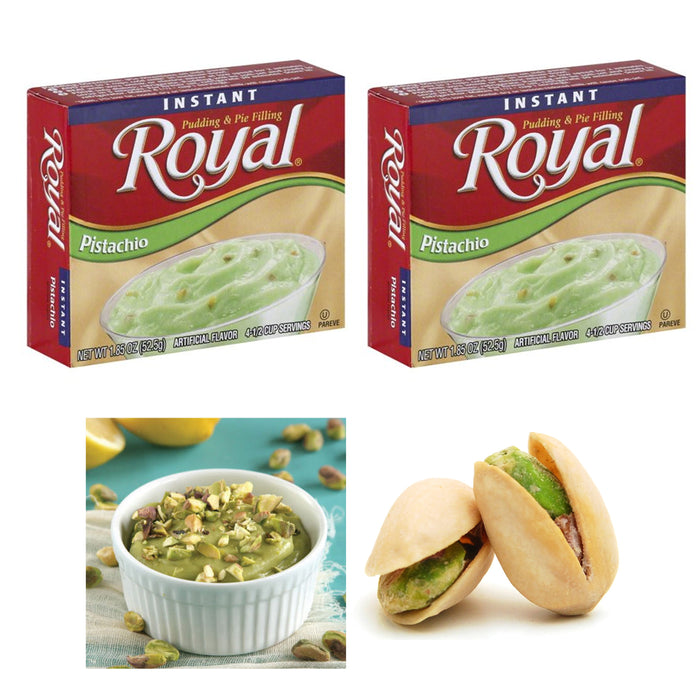2 Packs Royal Instant Pudding Pistachio Dessert Mix Filling Fat Free 1.85oz Each