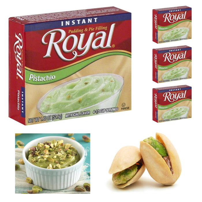 4 Packs Royal Instant Pudding Pistachio Dessert Mix Filling Fat Free 1.85oz Each