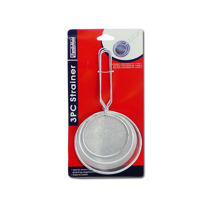 3 Pc Strainer Handle Fine Mesh Colander Sieve Flour Sifter Kitchen Food Drainer