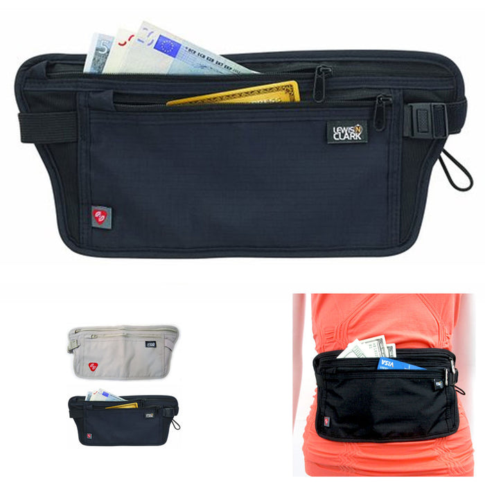 Lewis N Clark RFID Blocking Money Belt Travel Pouch Waist Stash Id Credit Card