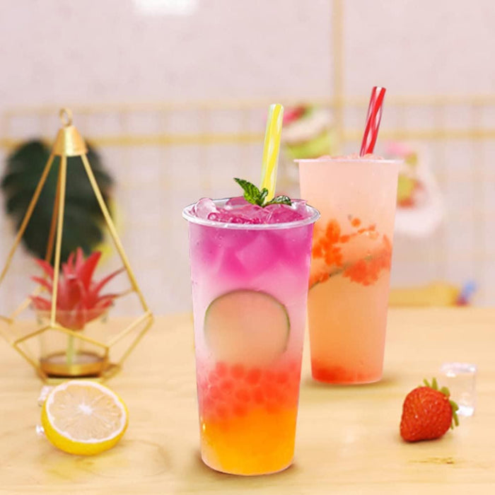 50PC Reusable Drinking Straws Stirrer 9" w Cleaning Brush Cocktails Hard Plastic