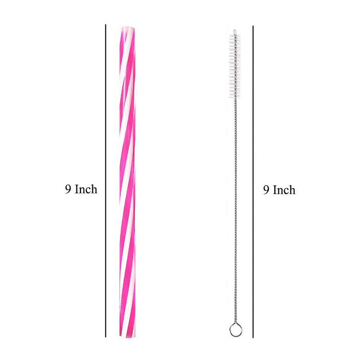 50PC Reusable Drinking Straws Stirrer 9" w Cleaning Brush Cocktails Hard Plastic