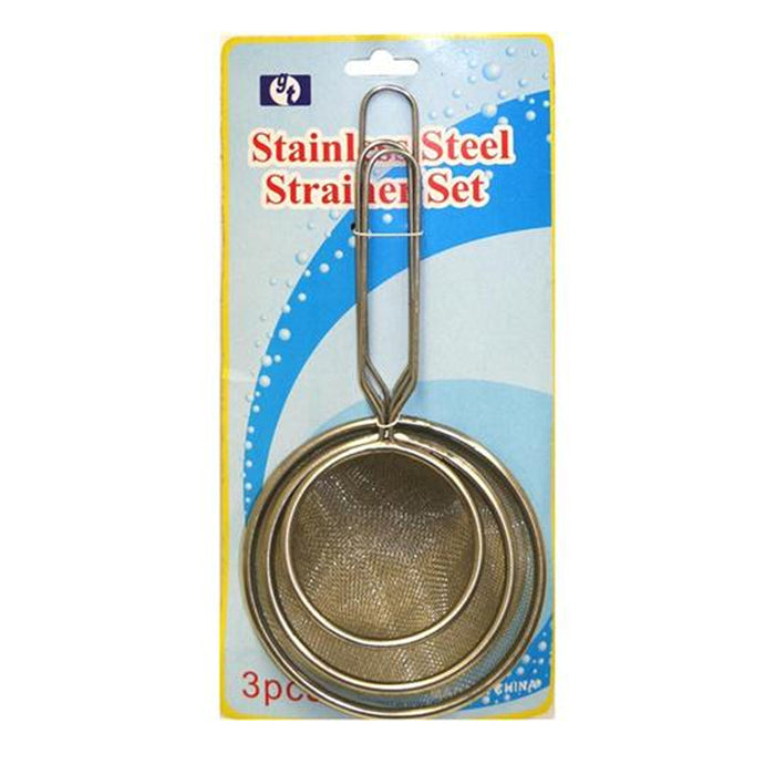 3Pc Mini Strainers Mesh W/ Handle Flour Sifter Sieve Colander Sizes Kitchen Tool