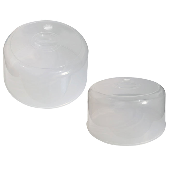 2 Pc Plastic Microwave Plate Cover Clear Steam Vent Splatter Lid 10.5" Food Dish