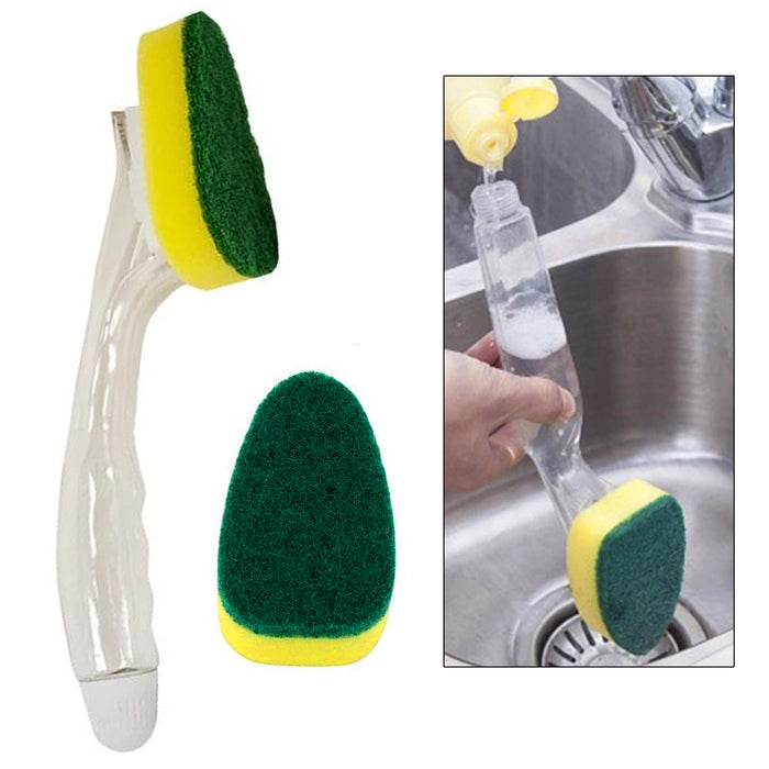 1 Soap Dispenser Dish Sponge Cleaner Wand Brush Scrub Refill Washing Kitchen !