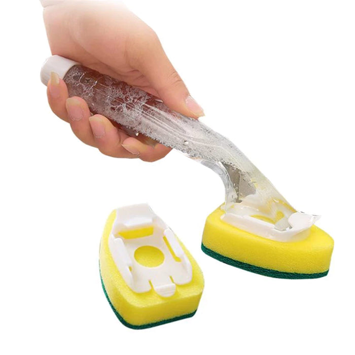 1 Set Soap Dispenser Scrubber Dish Wand Brush Scrub Refill Wash Pot Pan Kitchen