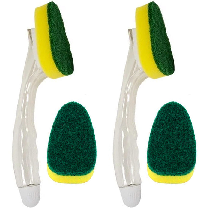 2 Sets Soap Dispenser Scrubber Dish Wand Brush Scrub Refill Wash Pot Pan Kitchen