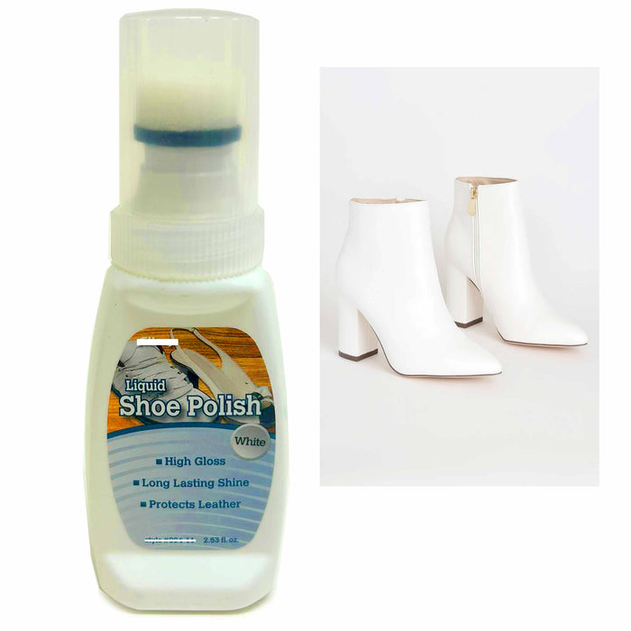 1 White Liquid Shoe Polish Foam Brush Sponge Quick Shine Cream Leather Boot Care