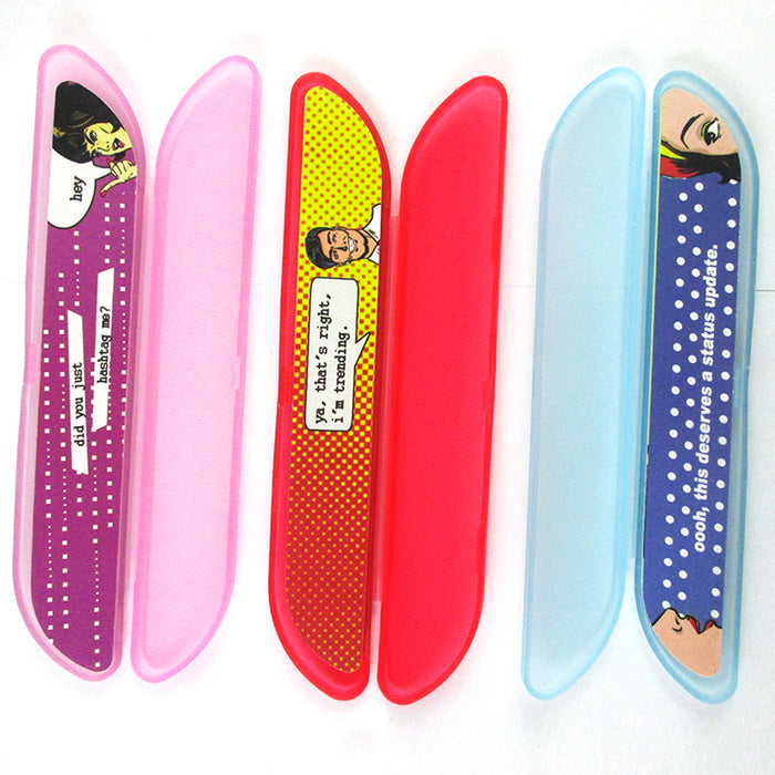 1 Nail File W/ Compact Case Refill Travel Storage Sanding Manicure Pedicure