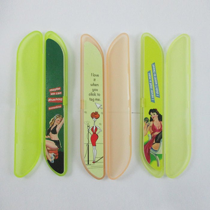 1 Nail File W/ Compact Case Refill Travel Storage Sanding Manicure Pedicure
