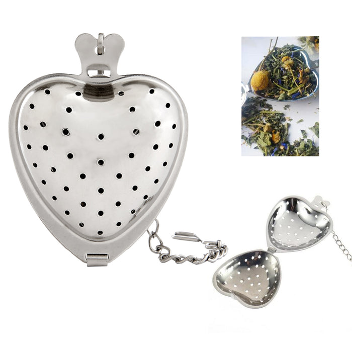 2 Heart Shape Stainless Steel Tea Infuser Loose Leaf Herb 2" Kettle Cup Strainer