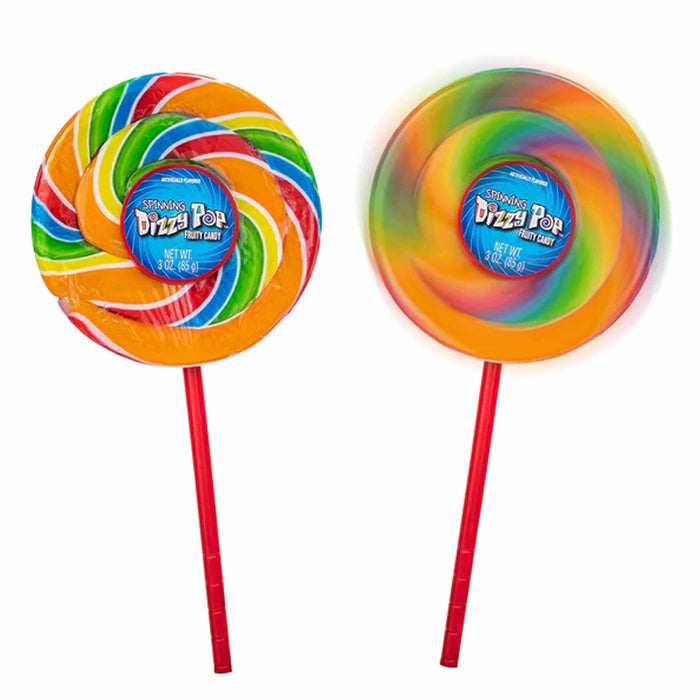 6 Pc Dizzy Pop Spinning Lollipops Rainbow Swirl Spiral Fruit Treats Candy Sucker