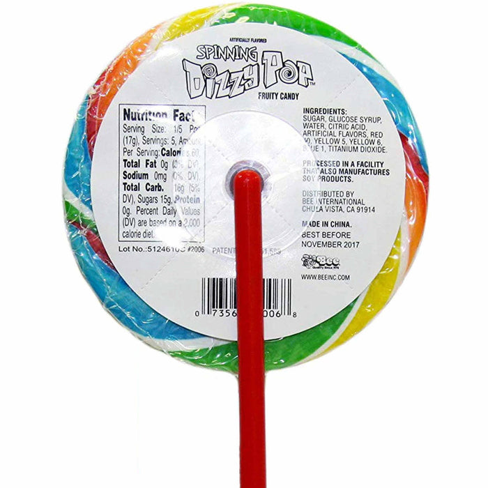 6 Pc Dizzy Pop Spinning Lollipops Rainbow Swirl Spiral Fruit Treats Candy Sucker